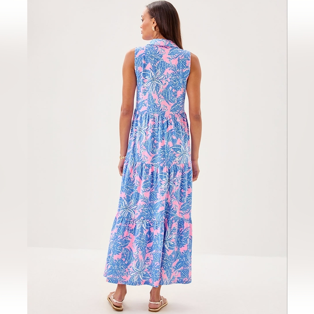 Lilly Pulitzer Pink and Blue Floral Maxi Dress - Picture 3 of 5